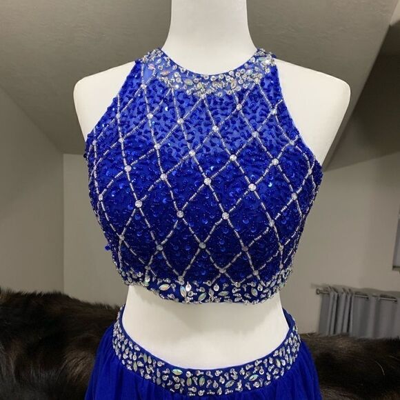 New Beaded & Sequined 2 Piece Ball Gown - Picture 5 of 11